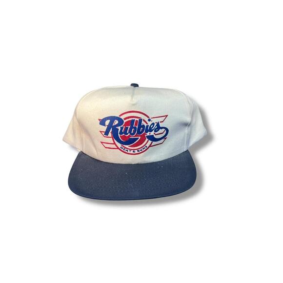 90s Vintage Rubbie’s Meat & Buns trucker cap hat in classic white and navy Sport - Picture 1 of 6